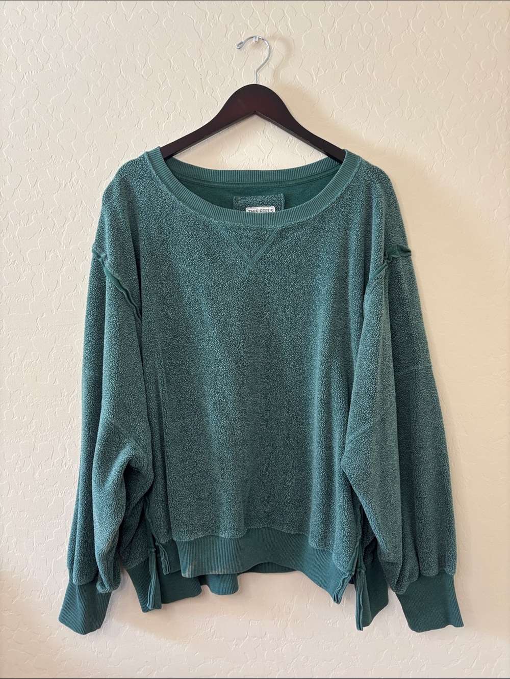AE Relaxed Oversized Huggable Inside Out Forest Green Pullover Sweater